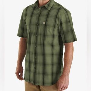 Carhartt Men’s Green Black Plaid Short Sleeve Shirt XL Workwear
